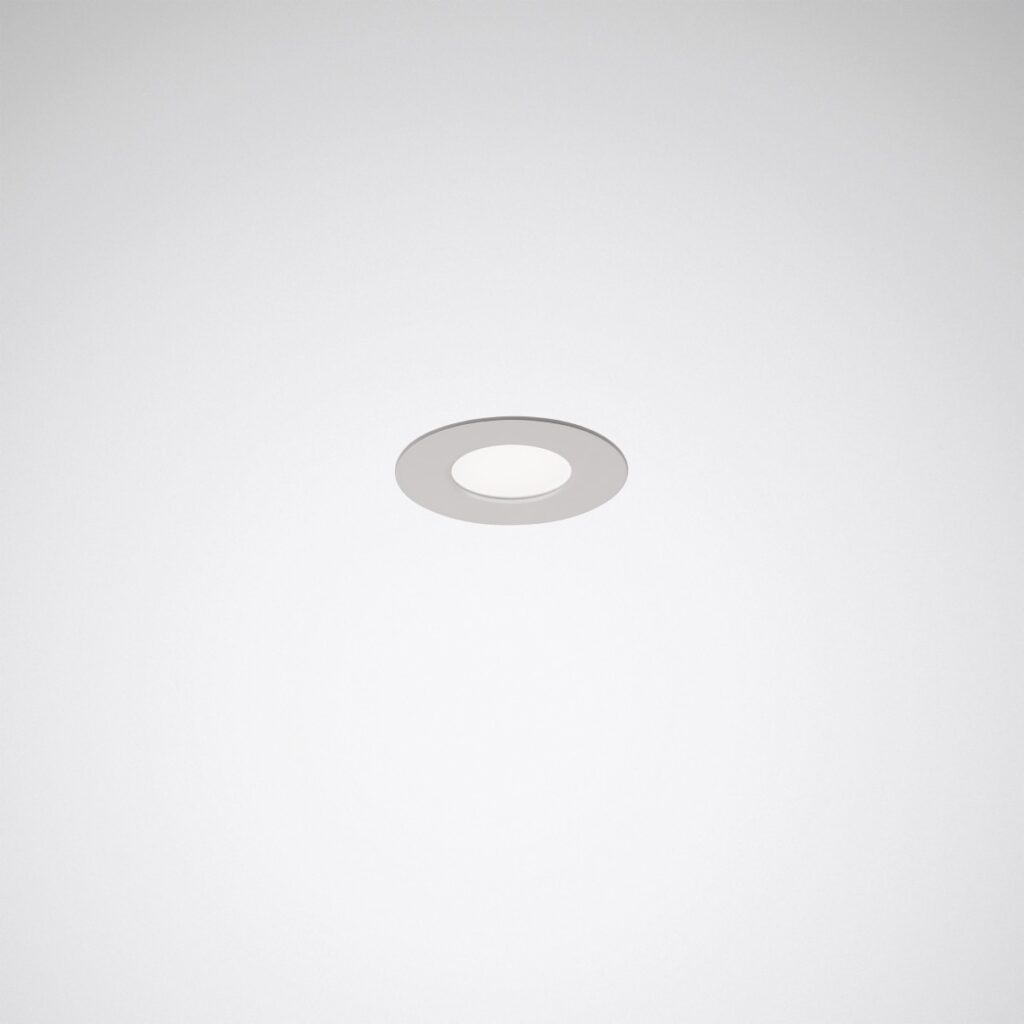 Vit infälld rund LED-downlight i tak med jämnt, varmt ljus och diskret design, energieffektiv och idealisk för moderna kontor och hem från PROLJUS AB