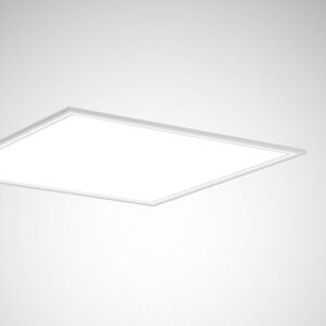 Tunn, stor takmonterad LED-panel i vit ram som sprider jämnt bländfritt ljus i modern energieffektiv design från PROLJUS AB