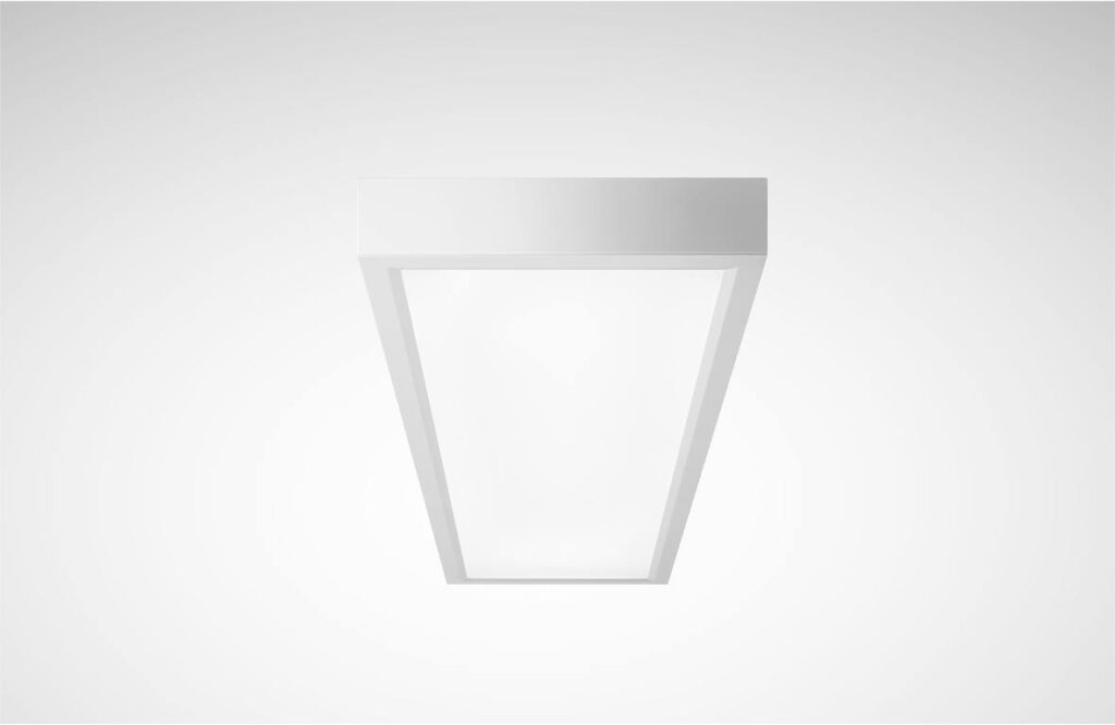 Modern rektangulär takarmatur i vit, slimmad design med mjukt och jämnt LED-ljus, energieffektiv och stilren lösning för kontor och offentliga miljöer från PROLJUS AB