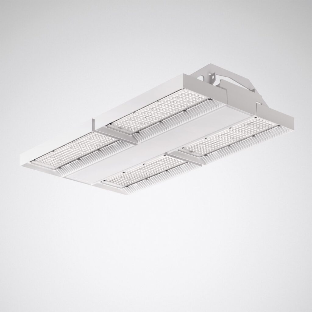 Modern modulär LED-armatur från PROLJUS AB med låg profil och flera effektiva LED‑moduler som ger jämn, energieffektiv och kostnadseffektiv belysning för industri‑ och lagerlokaler