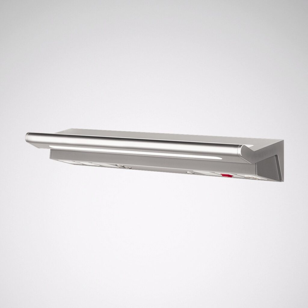 Smal, modern underbyggd LED-armatur i borstat rostfritt stål från PROLJUS AB med jämnt, energieffektivt ljus och enkel montering perfekt för kök och arbetsytor