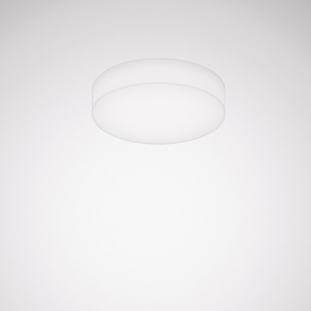 Rund vit LED-takarmatur med mjukt jämnt ljus och slimmad profil, energieffektiv och lättinstallerad, idealisk för moderna kontor och hem från PROLJUS AB