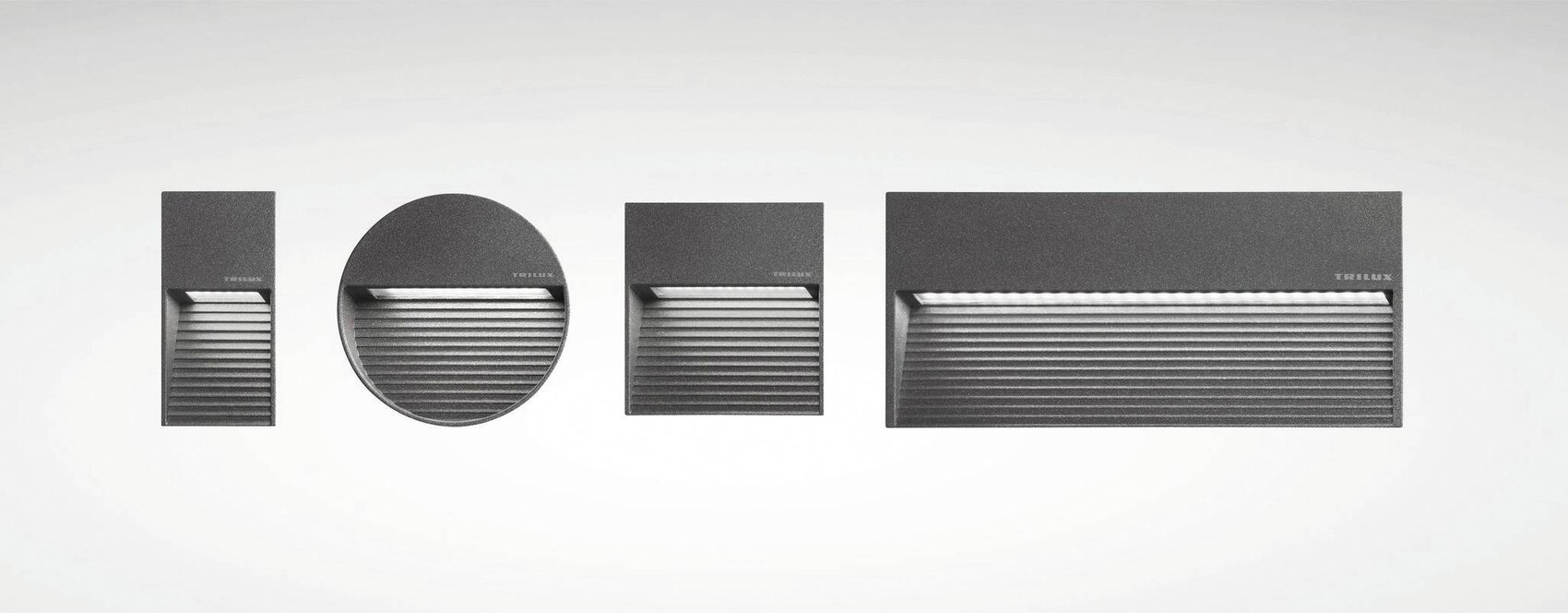 TRILUX LED väggarmaturer för trappor – grå utomhusbelysning i rund och rektangulär design, energieffektiv lösning