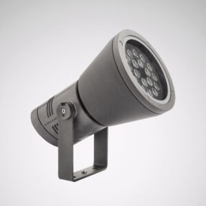 Modern och kraftfull utomhus-LED-spot från PROLJUS AB med robust grafitgrå aluminiumkropp, flera högpresterande LED-linser och justerbart monteringsfäste för riktad arkitektonisk accentbelysning