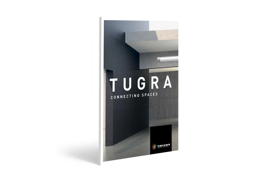 Modern linjär takarmatur i en strikt betonginteriör, klart och energieffektivt ljus som framhäver rymd och materialkänsla, idealisk belysningslösning från PROLJUS AB
