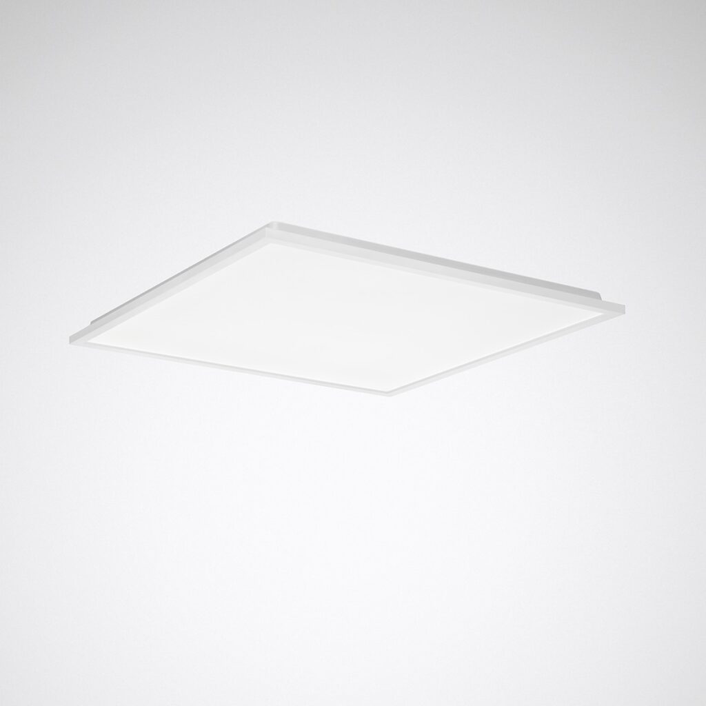 Modern tunn kvadratisk LED-plafond med vit ram och jämnt, bländfritt ljus perfekt för kontor, skolor och hem energieffektiv och lätt att montera professionell kvalitet från PROLJUS AB