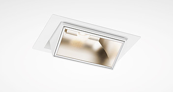 Infälld rektangulär downlightarmatur med vit ram och reflekterande inneryta, modern energieffektiv lösning från PROLJUS AB med hög ljuskomfort och stilren design för butiker, kontor och offentliga miljöer
