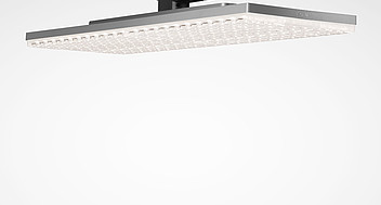 Rektangulär takmonterad LED-armatur i polerad metall med tätt placerade LED-dioder för jämn och energieffektiv belysning, premiumdesign från PROLJUS AB