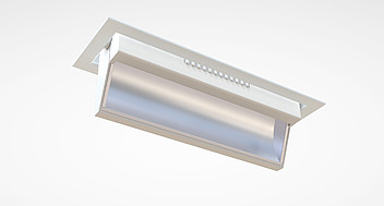 Modern vit infälld LED-armatur med rundad opal diffusor och slimmat hölje, energieffektiv och stilren belysning för kontor och butik från PROLJUS AB