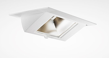 Vit rektangulär infälld LED-armatur med vinklingsbar blank reflektor, modern och energieffektiv belysning från PROLJUS AB perfekt för butik, kontor och offentliga miljöer