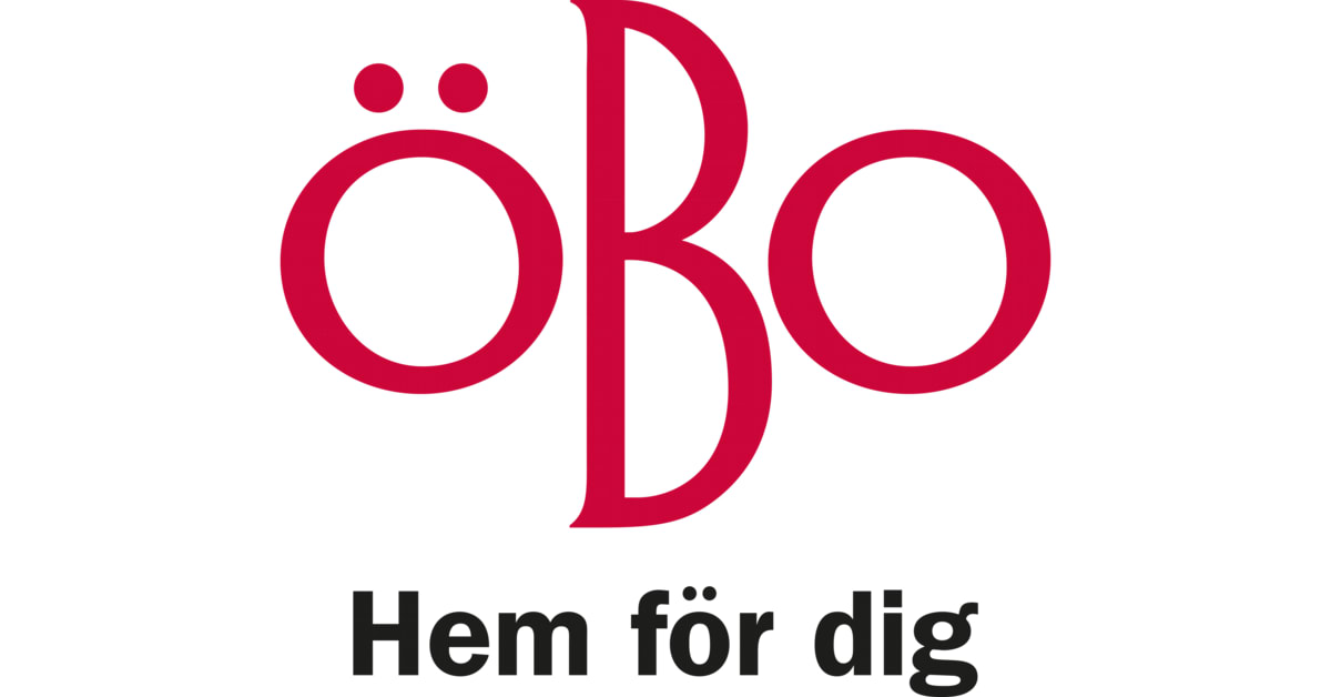 Röd ÖBO-logotyp ovanför texten Hem för dig, perfekt som visuell bakgrund för PROLJUS ABs kampanjer för armaturer och belysning, kontakta PROLJUS AB för erbjudanden