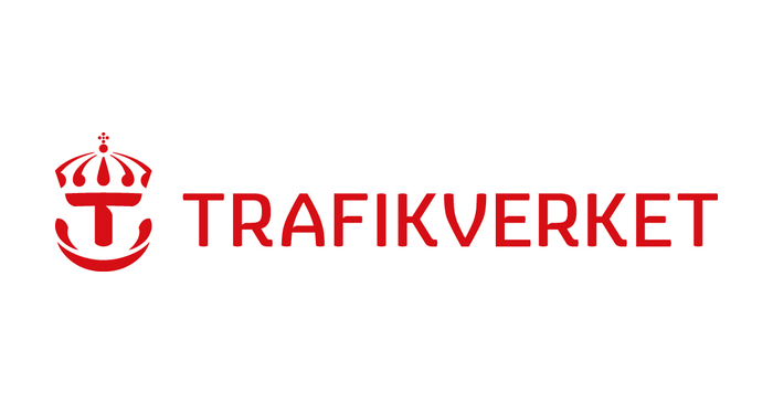 Röd Trafikverket-logotyp med krona och text, ett visuellt uttryck för statliga vägprojekt, PROLJUS AB levererar energieffektiva och robusta armaturer för väg och trafikbelysning som uppfyller myndighetskrav