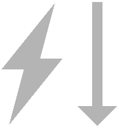 Ikon med blixt och nedåtriktad pil som symboliserar kraftfull, energieffektiv och riktad belysning från PROLJUS AB