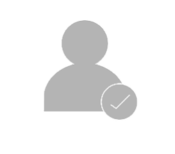 Ikon av användarsilhuett med bock som symboliserar godkända belysningsarmaturer från PROLJUS AB, moderna och energieffektiva lösningar för professionella miljöer