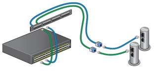 Två eleganta cylindriska pollararmaturer från PROLJUS AB kopplade med färgade kablar till en switch visar enkel installation väderbeständig konstruktion och energieffektiv LED perfekt för parker gångvägar och entréer