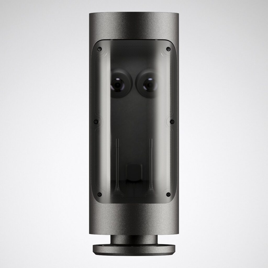 Elegant cylindrisk LED-luminär i mörkmetall med två optiska linser bakom klar front, riktad och energieffektiv fasad- och säkerhetsbelysning från PROLJUS AB