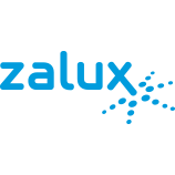 Blå Zalux-logotyp med prickmönster som signalerar moderna energieffektiva LED-armaturer idealisk för PROLJUS ABs professionella belysningssortiment och försäljning