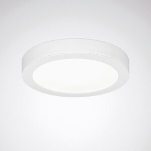Vit rund plafondtakarmatur från PROLJUS AB med jämnt bländfritt LED-ljus, hög energieffektivitet, lång livslängd och enkel montering perfekt för hem, kontor och offentliga miljöer