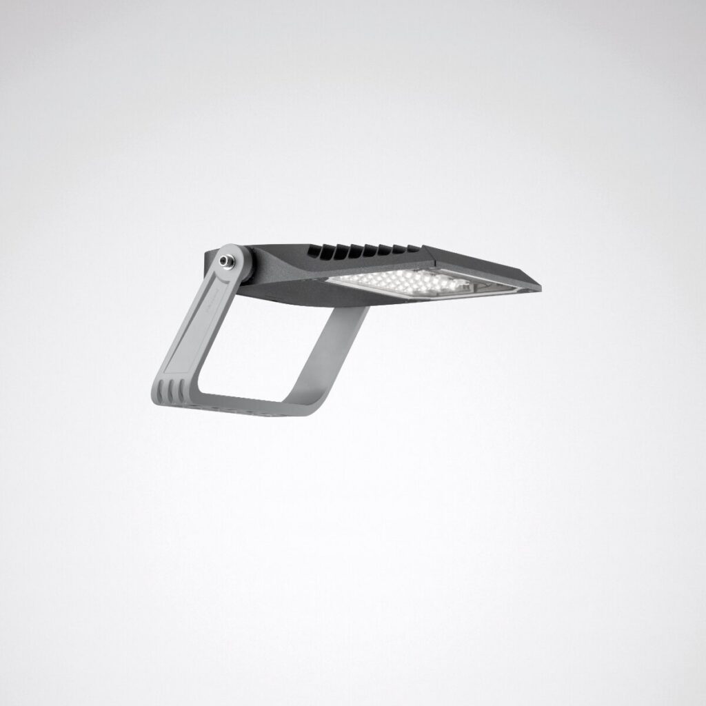 Snygg och energieffektiv LED-armatur från PROLJUS AB i slimmat grått aluminium med integrerade LED‑dioder och justerbart fäste idealisk för professionell utomhusbelysning