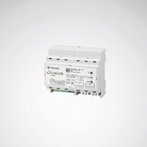 Vit DIN-skena LiveLink belysningsstyrenhet för armaturer med LAN och DA-anslutningar, kompakt och energieffektiv lösning för professionella installationer från PROLJUS AB