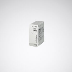 Vit kompakt DIN-skena strömförsörjning för armaturer, märkt Output DC 15V 55W, pålitlig och energieffektiv modul som kompletterar PROLJUS AB:s professionella belysningslösningar