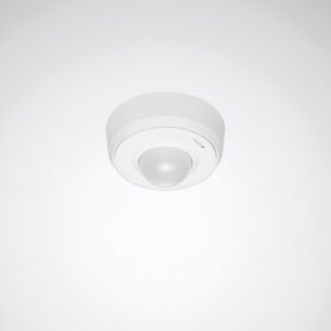 Rund vit takarmatur med halvsfärisk lins för närvarostyrning, stilren och energieffektiv lösning från PROLJUS AB
