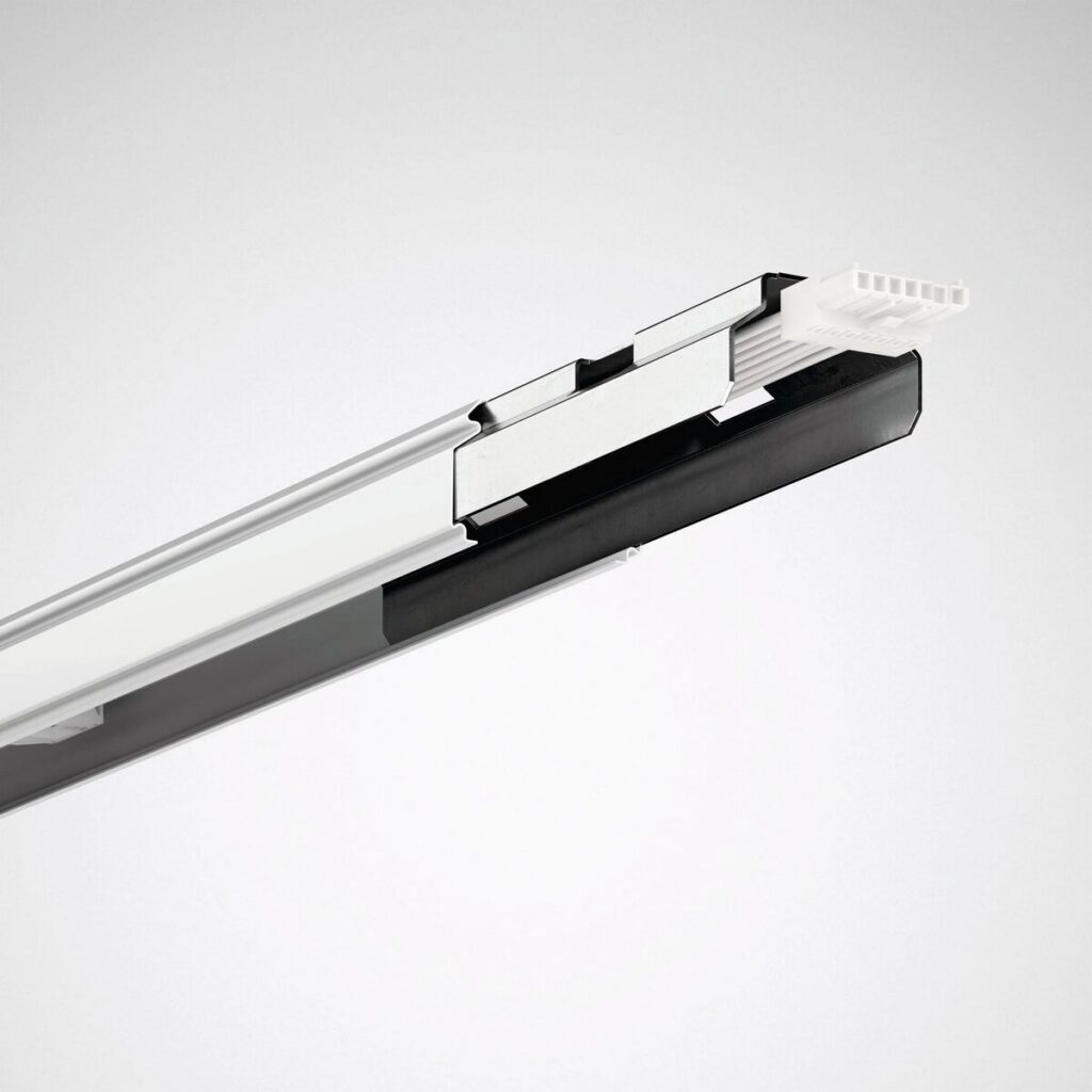 LED strömskena för spotlights, takmonterad belysningsskena med kontaktände i aluminium, svart och silver