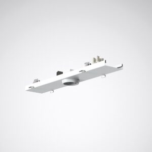 Vit takmodul med integrerad rörelsesensor och clips – monteringsplåt för smart LED-belysning, produktfoto.