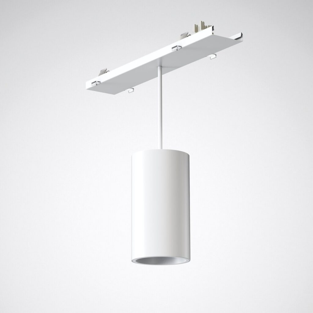 Vit cylinderformad pendellampa i modern design - takhängd LED-spotlight för kök eller vardagsrum.