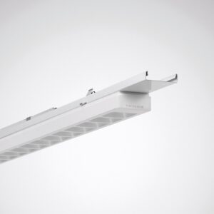TRILUX linjär LED-armatur för takmontering med bländskyddsgaller – energieffektiv kontorsbelysning i vitt