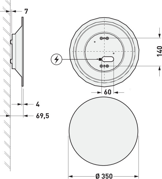 PROLJUS AB LED-plafond Ø350 – tunn rund tak/väggarmatur med enkel installation och hög ljuseffekt.