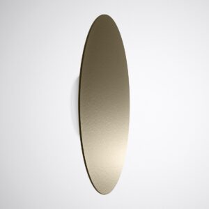 PROLJUS AB exklusiv oval väggarmatur i mässing – minimalistisk LED-design med varm, indirekt belysning.