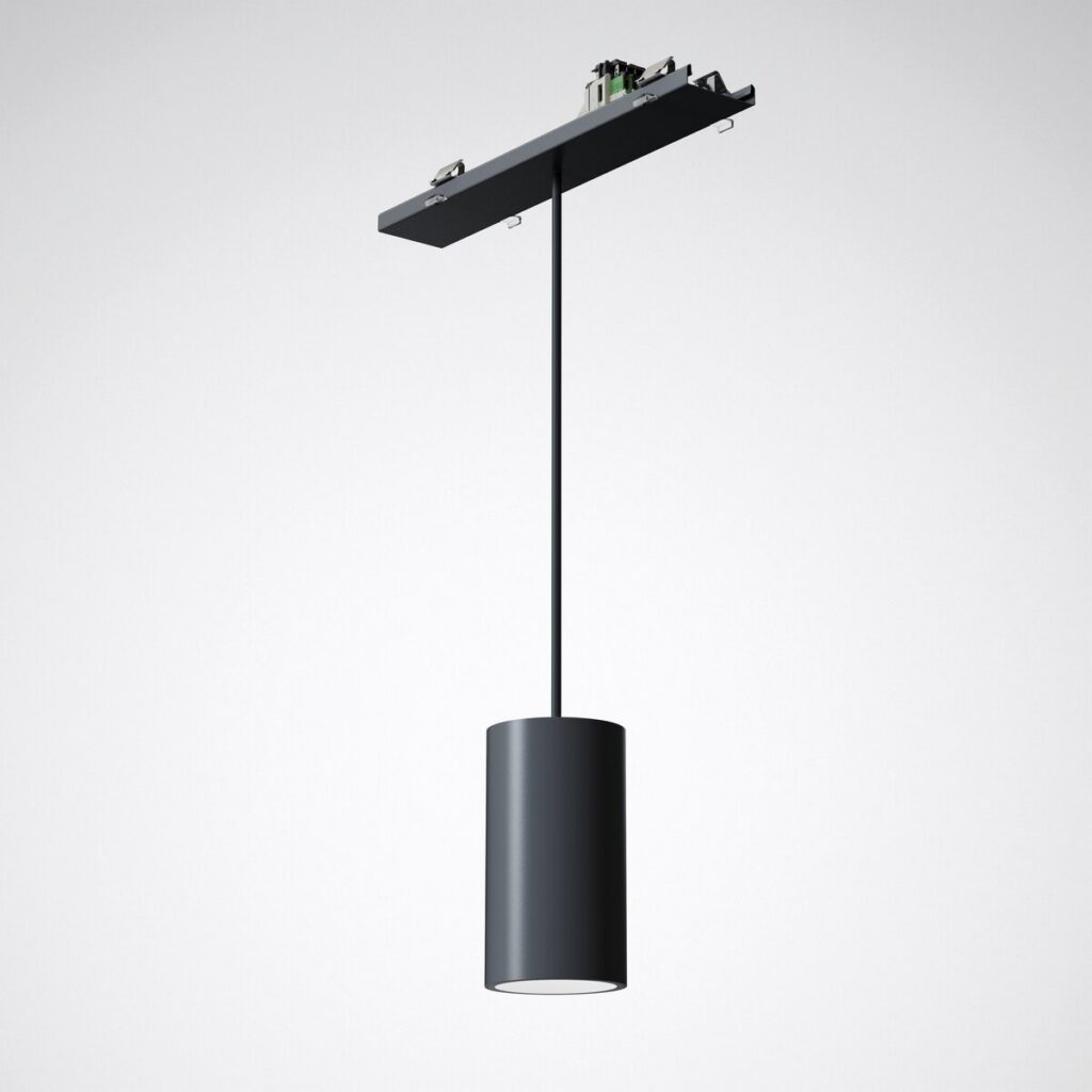 PROLJUS AB svart cylinderpendel – stilren LED för skensystem i butik, kontor och hem. Köp energismart belysning.