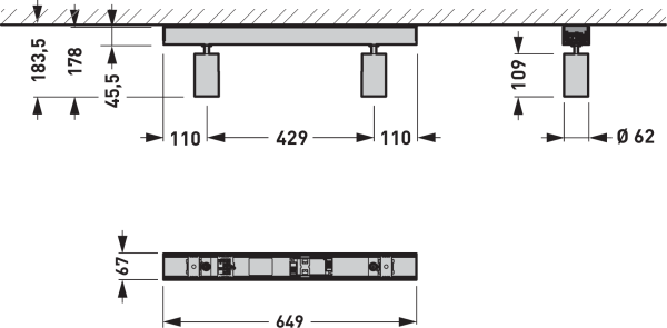 PROLJUS AB LED takarmatur – mått 649x67 mm, enkel montering och kraftfull belysning för butik, kontor och projekt