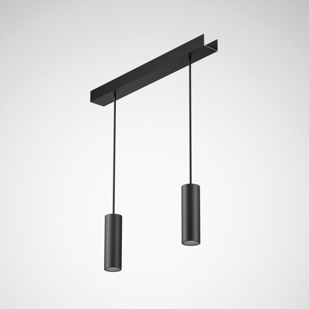 Modern svart dubbel pendellampa i cylinderdesign – energieffektiv LED från PROLJUS AB. Köp belysning online.