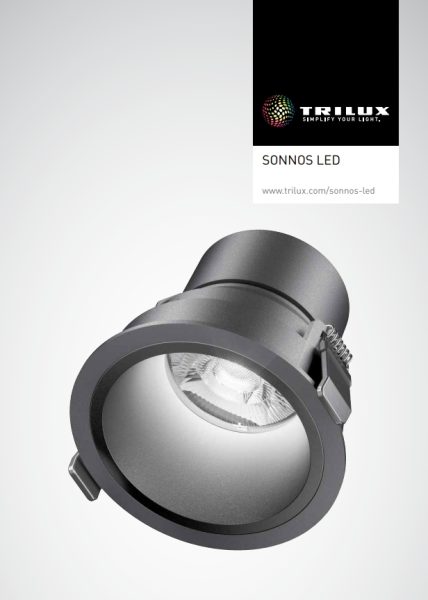 Infälld Trilux Sonnos LED-downlight i mörkgrå metallfinish med kraftfullt energieffektivt ljus och hög färgåtergivning, perfekt för butik, hotell och kontor, tillgänglig från PROLJUS AB